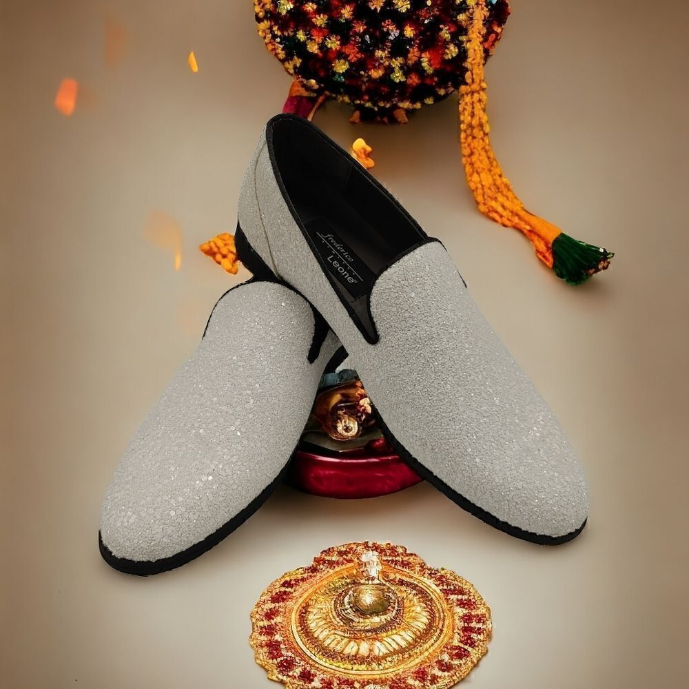 MEN'S FREDERICO LEONE WHITE SPARKLE TUXEDO SHOE. FS360.